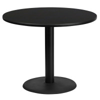 Flash Furniture XU-RD-36-BLKTB-TR24-GG 36" Round Black Laminate Table Top with 24" Round Table Height Base